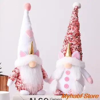 1vnt Beveidė nykštukinė lėlė Kalėdų rožiniai blizgučiai Rudolph lėlės rekvizitai Papuošalai Naujųjų metų Kalėdų vakarėlio dovanai Pagrindinis Darbalaukio dekoras