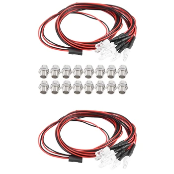 2PCS 8LED priekiniai žibintai RC priedai LED žibintai 1/10 modelio dreifuojančiam automobiliui, balta raudona ir geltona