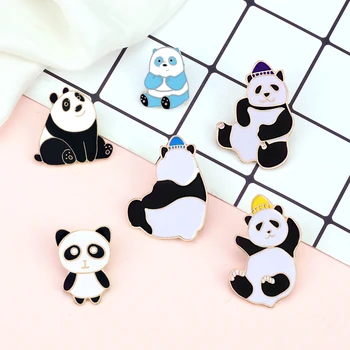 Mieli gyvūnai Panda Emalio sagės Animacinis filmas Juokingas ženkliukas moterims Draugai Individualūs papuošalai Vaikų dovanų kuprinė Atlapų smeigtukai