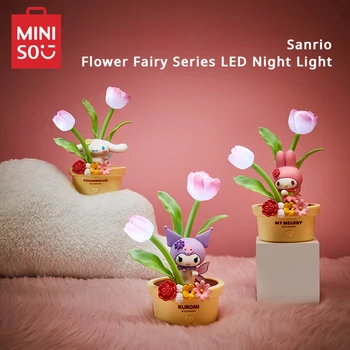 MINISO Sanrio gėlių fėjų serija LED naktinė lemputė miegančiam gimtadienio dovanai Animacija Periferinė Kuromi Cinnamoroll Mano melodija