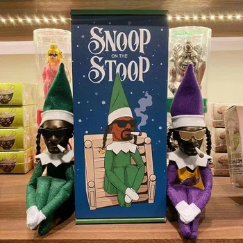 Snoop On A Stoop Sulenkta Kalėdų elfo lėlė Juoda veltinio lėlės derva Lėlės originalas