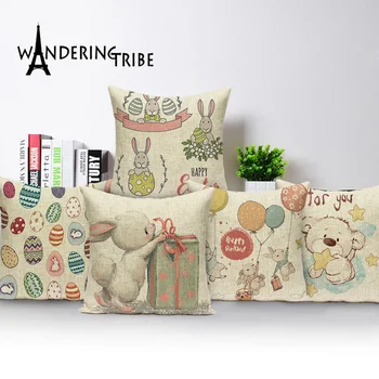 Cartoon Bunny Cushion Cover Cute Bear Dekoratyvinis pagalvės užvalkalas lovai Gyvūnų pagalvės Dėklai ant sofos Kissen Capa De Almofada užvalkalas