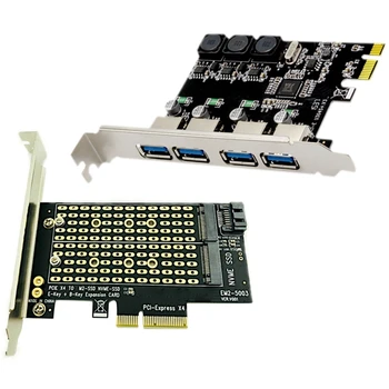 1Pcs Pcie To M2/M.2 Adapteris M.2 Ngff &1Pcs 4 prievadas Usb 3.0 Pci Express išplėtimo kortelė PCIE Pci-E USB 3.0 pagrindinio kompiuterio valdiklis