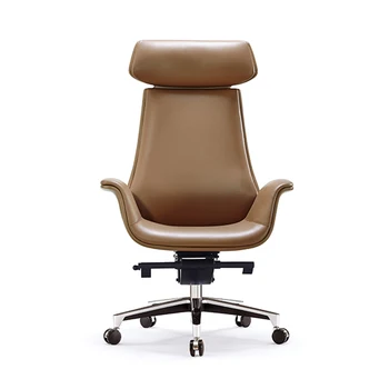 Aukšta nugara pasukamas ergonomiškas metalinis rėmas Vykdomoji reguliuojama odinė biuro kėdė