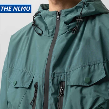 2023 Vyrai Windbreaker striukė Oversized Hooded Coat Tactical Harajuku Hip Hop Loose Cargo Jackets Men Autumn Outwear
