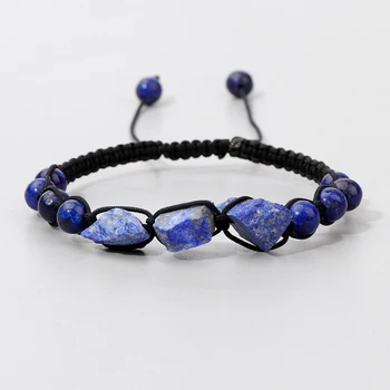 Natūrali netaisyklinga lapis Lazuli akmens apyrankė Reiki Gydantis turmalino kvarco karoliukų apyrankė Reguliuojamos moterys Vyrai Energetiniai papuošalai