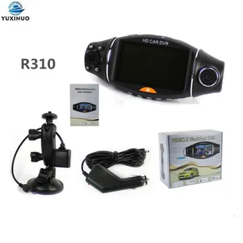 Dash Cam naktinio matymo HD vaizdo įrašymo įrenginys 2,7 colio LCD automobilio kamera G jutiklis Dvigubas objektyvas DVR Infraraudonųjų spindulių 1080P GPS Logger R310 Tachografas