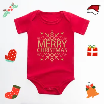 Linksmų Kalėdų snaigės atspaudas Naujagimis Smėlinukas trumpomis rankovėmis Casual Baby Girls Berniukai Kūno drabužiai Kombinezonas Romper Kūdikių drabužiai