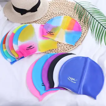 2024 Plaukimo kepurė Silikoninė vaikų vandeniui atspari plius dydžio spalvinga vaikų ilgų plaukų sportinė didelio elastingumo vaikiška baseino kepurė