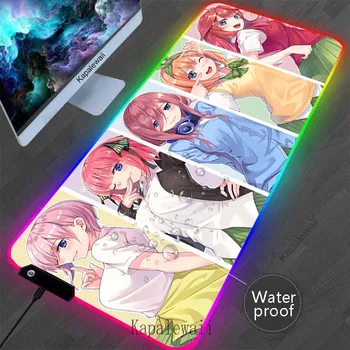 The Quintessential Quintuplet Mouse Pad RGB Gaming Mousemat Large Desk Mat Pc Gamer Waterproof Mousepad Speed Keyboard Pads XXL