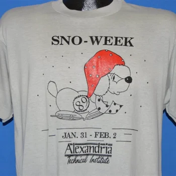 80s Snow Week Alexandria Technical Institute 1989 marškinėliai Dideli