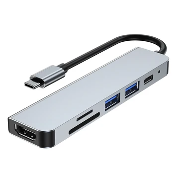 6 1 USB C ŠAKOTUVAS Doko stotis USB 3.0 2.0 C tipo į HDMI suderinamas USB skirstytuvo adapteris PD SD TF skirtas Macbook Pro Air Laptop PC