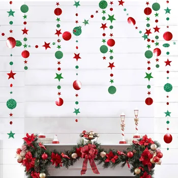 4m Kalėdų girliandos ratas Žvaigždžių popierius Buntingas Reklamjuostės vakarėlis Kabantis amatų dekoravimas Vestuvių gimtadienio kambario dekoravimo reikmenys