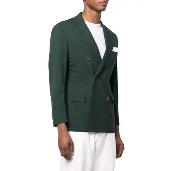 Summer Dark Green Vyriškas švarkas Klasikinis dvivietis vyriškas švarkas 1 gabalas Regular Fit Peak Lapel Wedding Groom drabužiai