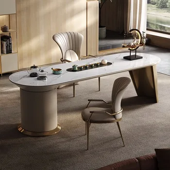 Modernūs prabangūs roko lentos arbatos stalai ir kėdės, minimalistinis biuro namų arbatos stalas, aukščiausios klasės Kung Fu didelės lentos 2m arbatos stalas