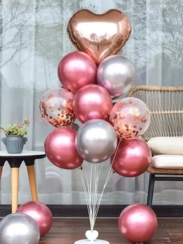 16vnt Rožinio aukso meilės balionų rinkinys Vestuvių kambario dekoravimas Gimtadienio scena Pasiūlymas Vieta Dekoravimo rinkinys