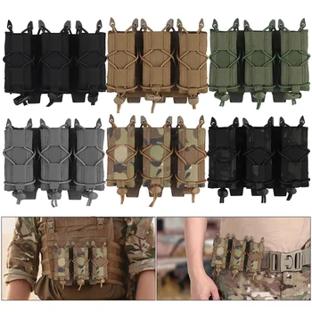 Trigubas 9 mm žurnalo maišelis Molle Open Top Mag Carrier Hunting Gear Triple Magazine Replace Insert Pouch Tactical Molle Pouch