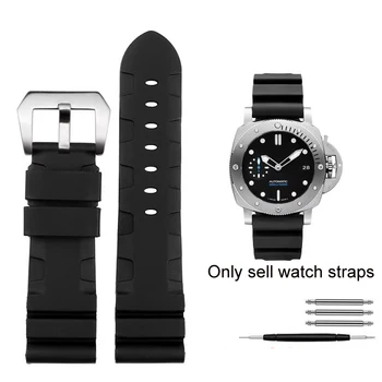 Laikrodžių apyrankė Panerai SUBMERSIBLE PAM 111 441 616 Minkšta silikoninė guma Vyriškas laikrodžių dirželis Laikrodžių priedai Apyrankė 22mm 24mm