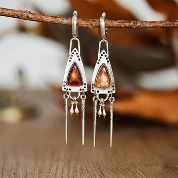 Trikampiai ilgo kablio auskarai moterims Inlay Zircon Statement Retro Personalized Hanging Piercing Eardrop Ladies aksesuarai