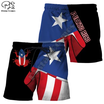 PLstar Cosmos Puerto Rikas Nacionalinė emblema Vėliavos kultūra 3D spausdinimo mada vyrams/moterims Vasaros laisvalaikio šortai Paplūdimio trumpos kelnės P45