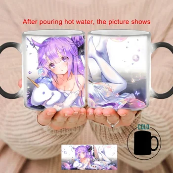 Termiškai jautrus puodelis Anime violetinių plaukų mergaičių puodelis BSKT-129 keraminiai kavos puodeliai didmeninė prekyba personalizuotomis dovanomis spalvos keitimo puodelio puodeliai