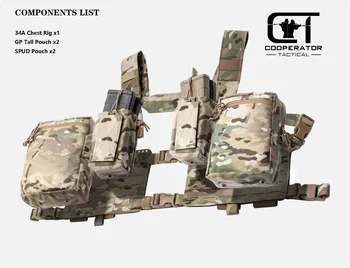 Tactical Chest Rig SS 34A Split-Front Chassis Modular Panel Laser Cut MOLLE 556 762 Pistol Rifle Mag Pouch Hunting Airsoft