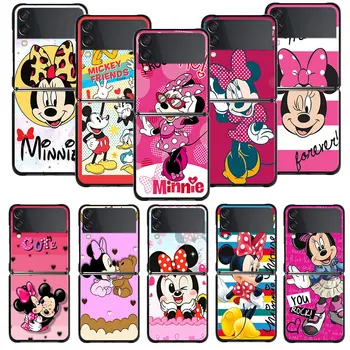Disney Minnie Kiss Mickey Pink stiliaus telefono dėklas, skirtas Samsung Galaxy Z Flip 4 Z Flip3 5G Shell Galaxy Z Flip PC kietas dangtelis