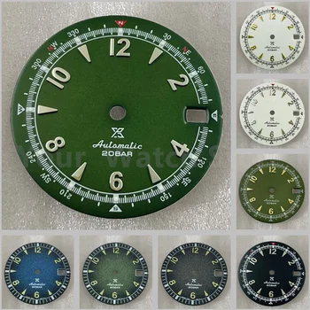 28.5mm NH35 Dial Pilot Retro Mechanical Watch X Logo Dial NH36 Movement Green Luminous Letter Accessory Nh35 Metal S Logo Dial