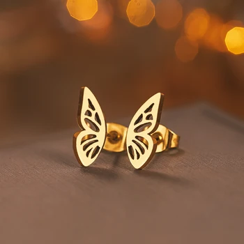 Nerūdijančio plieno auskarai Išskirtiniai tuščiavidurio drugelio žavesiai Mados prašmatnūs auskarai Smeigtukas Moterims Juvelyrikos jubiliejaus dovanos Naujiena
