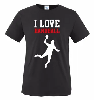 2019 Vyriški madingi marškinėliai su kaklu marškinėliai trumpomis rankovėmis I Love Handball - Herren Marškinėliai Casual 100% medvilniniai sportiniai marškinėliai