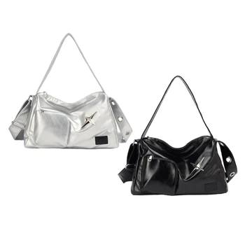 Y2k PU Leathers Shoulder Bag Fashion Commute Bag Large Capacity Women Handbag Casual Shopping Tote Bag for Travel, Work