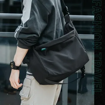Men Messenger Bag Fashion 14inch Laptop Oxford Waterproof Travel Shoulder Bag All-match Large Casual Single Bag for Male