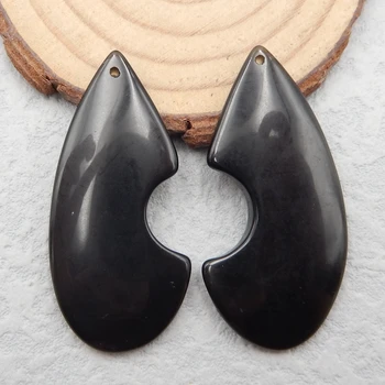 Originalus dizainas,Rankų darbo pusbrangiai akmens obsidiano ašarų auskarai Poros46x22x5mm10g