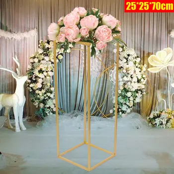 25*25*70cm Vestuvių fono stovas Stačiakampis metalinis gėlių stovo rėmas Vakarėlio dekoras Vestuvių reikmenys Auksas
