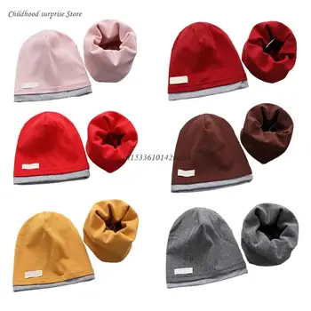 Saldžios kepurės+Šaliko rinkinys Medvilninis Beanie skrybėlių seilinuko rinkinys Šiltas visų derinių komplektas vidaus lauko dropship'ui