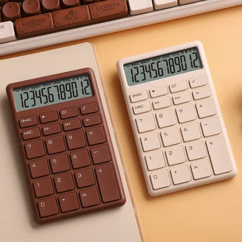 Boutique kanceliarinės prekės Mažas kvadratinis skaičiuotuvas Šokoladinis skaičiuotuvas Mažas nešiojamas mielas skaičiavimo aparatas Mokykla Dvigubas nešiojamas