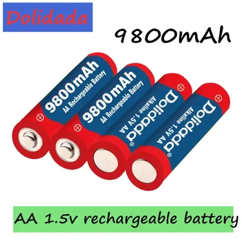 Dolidada 2023 Nauja Žyma 9800 MAH įkraunama baterija AA 1,5 V. Įkraunamas naujas Alcalinas drummey +1vnt 4 ląstelių akumuliatoriaus įkroviklis