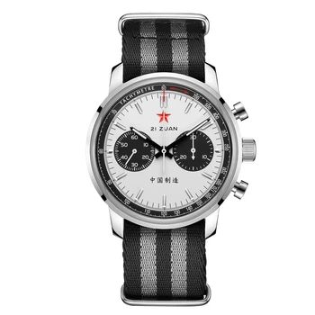 Red Star 42mm vyriškas panda laikrodis 42mm Šviečiantis 1963 ST19 Judėjimas Pilotas Chronografas Mechaninis rankinis laikrodis Safyro stiklas
