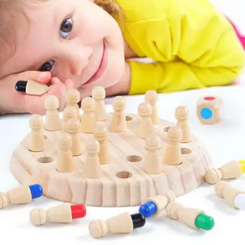 Vaikams Mediniai žaisliniai galvosūkiai Spalvota atmintis Šachmatų rungtynės Žaidimas Intelektualūs vaikai Vakarėlių stalo žaidimai Kūdikių edukaciniai mokymosi žaislai