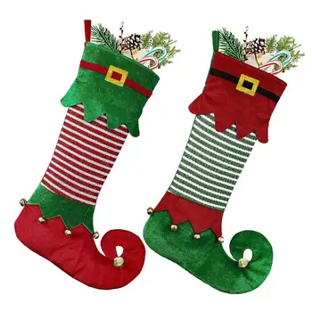 Xmas Elf Kojinės Kalėdų dovanų kojinės Daugkartinio naudojimo kalėdinės elfų kojinės Žavingos talpos šventinės dekoracijos Saldainių maišeliai Kalėdoms