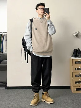 Vyriški drabužiai Ruda liemenė Grafinė liemenė Megzti megztiniai vyrams be rankovių Japonų retro A dizaineris Prabangus vyriškas kaklas