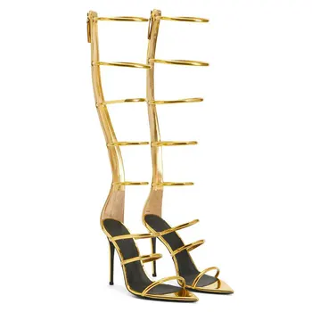 Nauji aukštakulniai sandalai Moteriški smailūs atviri kojų aukštakulniai Moteriški elegantiški ploni kulniukai Kelio ilgis Plonas dirželis Sandalai