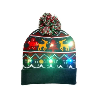 LED kalėdinė megzta kepurė su rutuliu su lengva šilta dekoratyvine kepure