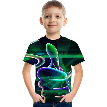 Berniukų naujas nykščio ilgomis rankovėmis atspaudas Marškinėliai 4-12 metų jaunimui gyvybingumo sportiniai marškinėliai laisvalaikio vaikų drabužiai