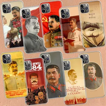 Sovietų Sąjungos CCCP plakato įžymybė Stalino skaidrus dėklas, skirtas iPhone 11 13 14 Pro 15 Pro Max 12 Mini SE 2020 XR X XS Max 7 8 Pl
