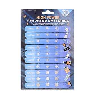 diskinių elementų baterijos Monetų baterijos laikrodžiams, žaidimams, fotoaparatams (30 pakuotė) Patvarus ir efektyvus maitinimo šaltinis P9JD