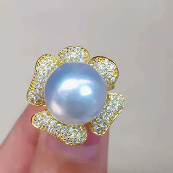 Gražus AAAAA 12-11mm tikras natūralus Pietų Kinijos jūros balti auskarai perlų žiedas 925S