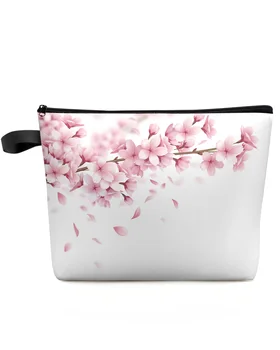 rožinė gėlė vyšnių žiedai balti didelės talpos kelioniniai kosmetikos krepšiai nešiojamas makiažo laikymo maišelis moterims vandeniui atsparus pieštukų dėklas