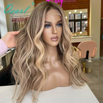 Žmogaus plaukų perukai Laisvas banguotas Brazilijos mergelės pilnas nėrinių perukas moterims Parduodamas karamelė Auksinė blondinė Pilnas priekinis perukas 180% storas Qearl