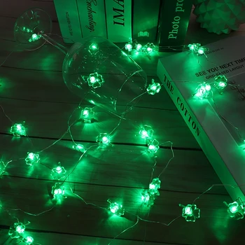 St. Patrick's Day Decoration Green Clover LED styginių žibintai Rankų darbo styginių žibintai namų vakarėliui Airijos stalo dekoro priedai